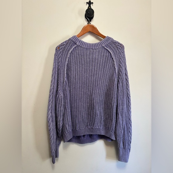 Free People Lilac Frankie Cable Knit Sweater - Picture 5 of 7